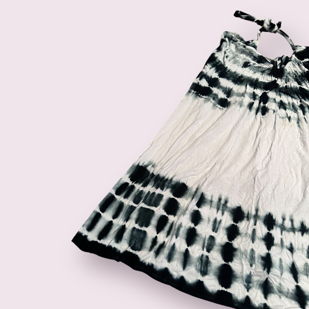 Women's Elan Black And White Tie Dye Halter Rayon/Spandex Dress Size Large - Picture 2 of 10
